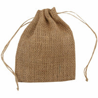 Jam Paper Burlap Pouches with Drawstring - 5" x 6 1/2" - Natural Brown Recycled - 6 Pack-Color: Burlap pouch bags with drawstring tie
