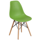 Flash Furniture Elon Series Green Plastic Chair with Wooden Legs-Green Plastic Finish