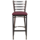 Flash Furniture HERCULES Series Clear Coated Ladder Back Metal Restaurant Barstool - Burgundy Vinyl Seat-Metal Barstool