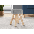 Monarch Specialties 9013 Ottoman - Grey Knit/Natural Wood Legs-Product dimensions: 16.25" H x 12.25" W x 12.25" D
