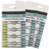 JAM Paper Fashion Design Binder Clips, Small, 19mm, Green and Blue Binderclips with Stripes, 3 packs of 10 (336128839g)-Green & Blue Decorative Design Binder Clips