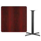 Flash Furniture 42" Square Mahogany Laminate Table Top with 33" x 33" Bar Height Table Base-Mahogany Laminate Top