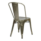 OSP Designs Metal Dining Chair with Backrest, Gunmetal, 4 Pack-Available in one of five colours