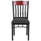 Flash Furniture Eclipse Series Vertical Back Black Metal & Mahogany Wood Restaurant Chair with Black Vinyl Seat-Metal Chair