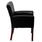 Flash Furniture Black Leather Executive Side Reception Chair with Mahogany Legs-Black LeatherSoft Upholstery