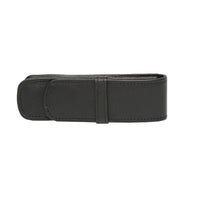 Ashlin L'Aquila Double Pen Case, Black-This double pen case is created to hold two of your favourite pens. Constructed with hand made workmanship. Great gift for your new graduate, or for corporate presentations. The top flap closure keeps the pens safely stowed