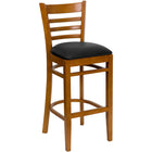 Flash Furniture HERCULES Series Ladder Back Cherry Wood Restaurant Barstool - Black Vinyl Seat-800 lb. Weight Capacity