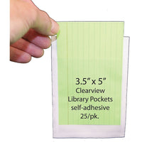 Ashley 3 1/2" x 5" Clear View Self Adhesive Library Pockets, 75 Pack-Pocket type: Clear-view self adhesive library pocket