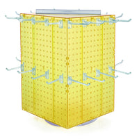 Azar Interlock Peg Tower with Revolving Base and Hooks - 14" x 14" x 20" - Yellow-Sold in multiples of: 1