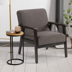 CorLiving LTS-101-C Greyson Wood Armchair in Charcoal Brown-Low profile seat is ideal for small spaces