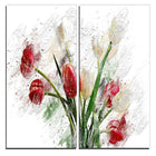 Designart Red and White Roses Canvas Art Print, 40"W x 40"H, 2 Panels, (PT3435-40-40)-Print