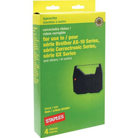 Staples Typewriter Ribbon for Brother AX/GX Series, 4-Pack-Black typewriter ribbon