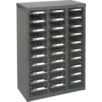 Kleton Kpc-700 Parts Cabinets, Galvanized Steel, 30 Drawers, 17-1/2" x 8-7/10" x 25-3/10", Grey-Colour: Grey
