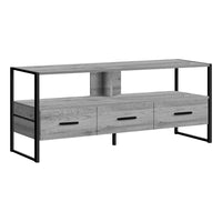 Monarch Specialties 2617 Tv Stand - 48"L/Grey/Black Metal-Contemporary, industrial-inspired design finished in a grey wood-look finish