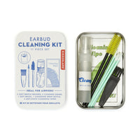 Kikkerland 11-Piece Earbud Cleaning Kit-Includes 2 soft bristle brushes, 5 extra fine cleaning swabs, 1 soft brush, 1 cleaning spray bottle, 2 anti-static cleaning wipes