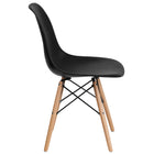 Flash Furniture Elon Series Black Plastic Chair with Wooden Legs-Back Width: 11'' - 16''