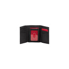 Champs Black Label Leather RFID Tri-fold Wallet, Black-3 slot pockets