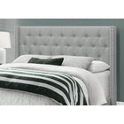 Monarch Specialties 5984Q Queen Size Bed - Grey Linen With Chrome Trim-Solid wood black legs for stability