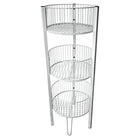 Eddie’s Hang-Up Display Ltd. 3-Tier Round Metal Basket Rack, White (214125)-3-tier merchandise basket rack