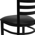 Flash Furniture HERCULES Series Black Ladder Back Metal Restaurant Chair - Black Vinyl Seat-2.5'' Thick Foam Padded Seat