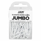 JAM Paper Colored Jumbo 2" Paper Clips - White - 2 Packs of 75-Color: White