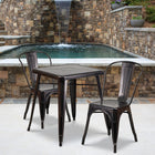 Flash Furniture 23.75" Square Black-Antique Gold Metal Indoor-Outdoor Table Set with 2 Stack Chairs-Set Includes Table and 2 Chairs