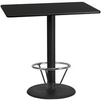 Flash Furniture Laminate 30"W x 48"L Round Base Table, Black (XUBK3048TR24B4F)-Bar height hospitality table