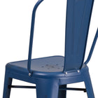 Flash Furniture 24" High Distressed Antique Blue Metal Indoor-Outdoor Counter Height Stool with Back-Distressed Antique Blue Powder Coat Finish