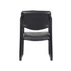 Nicer Furniture Sled Base Side Guest Chair with Arms - Black Leather-Waterfall seat reduces leg strain