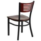 Flash Furniture HERCULES Series Black Slat Back Metal Restaurant Chair - Mahogany Wood Back & Seat-Mahogany Finished Wood Seat