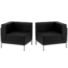 Flash Furniture HERCULES Imagination Series Black LeatherSoft 2 Piece Corner Chair Set-Contemporary Reception Set