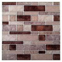 CTG Brands Multi Square Peel and Stick Wall Tiles, 10" x 10", Brown/Beige, 6 Pack-Set: comes in a box of 6 premium quality wall tiles, suitable for smooth and clean surfaces