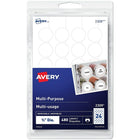 Avery White Print or Write Removable Round Multiuse Labels, 3/4" Diameter, 480 Pack-Removable labels offer the convenience of labeling boxes, envelopes, packages and more with the freedom to change, revise and update materials as content changes.