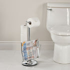 Toilet Caddy, Chrome-Spacious magazine rack