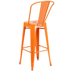 Flash Furniture 30" High Orange Metal Indoor-Outdoor Barstool with Back-Curved Back with Vertical Slat