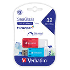 Verbatim Seaglass 32 GB USB 3.2 Gen 1 Flash Drives - Blue & Red - 2 Pack-2 per pack