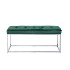 Plata Decor Cisne Chrome Bench with Velvet Top - Green-Dining chair