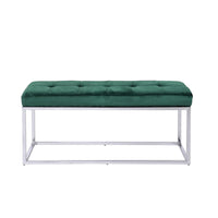 Plata Decor Cisne Chrome Bench with Velvet Top - Green-Dining chair