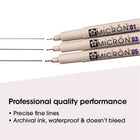 Sakura Pigma Micron Design Pens - #01, #03, #05 - Black - Set of 3-Fade-proof, and smudge-proof on porous surfaces. Quick drying. Does not bleed through on most paper