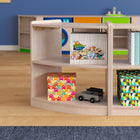 Flash Furniture Bright Beginnings Commercial Grade Bow Front 2 Tier Wooden Classroom Open Corner Storage Unit, Safe - Natural-Wipe Clean with a Damp Cloth