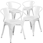 Flash Furniture Commercial Grade Metal Indoor-Outdoor Chair with Arms - White-Stack Quantity: 8