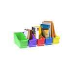 Storex Large Book Bins - Metal Shelf Rack Included - Assorted Colours - Set of 5-Wire rack is made of epoxy coated steel for ultimate durability