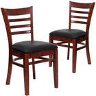 Flash Furniture Lacey Series Solid Back Mahogany Wood Restaurant Barstool - 2 Pack-Ladder Back Design