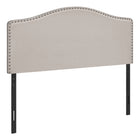 Monarch Specialties 6014F Full Size Headboard - Beige Linen-Upholstered arched top headboard in a beige linen-look fabric with chrome-finish nailhead trim