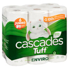 Cascades Tuff Enviro Jumbo Kitchen Roll Paper Towels - 100% recycled - 105 Sheets - White - 6 Pack-6 rolls/pack