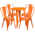 24'' Round Orange Metal Indoor-Outdoor Table Set with 4 Cafe Chairs [CH-51080TH-4-18CAFE-OR-GG]-Metal Cafe Table