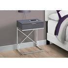 Monarch Specialties 3474 Accent Table - 24"H/Grey/Chrome Metal-Minimalist style chrome metal X-design frame