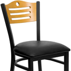 Flash Furniture HERCULES Series Black Slat Back Metal Restaurant Chair - Natural Wood Back, Black Vinyl Seat-2.5'' Thick Foam Padded Seat