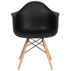 Flash Furniture Alonza Series Plastic Chairs with Wooden Legs - Black - 2 Pack-Set of 2 Accent Side Chairs