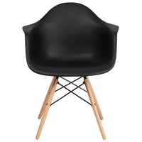Flash Furniture Alonza Series Plastic Chairs with Wooden Legs - Black - 2 Pack-Set of 2 Accent Side Chairs